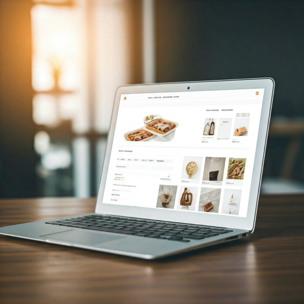 Laptop displaying an E-Commerce website